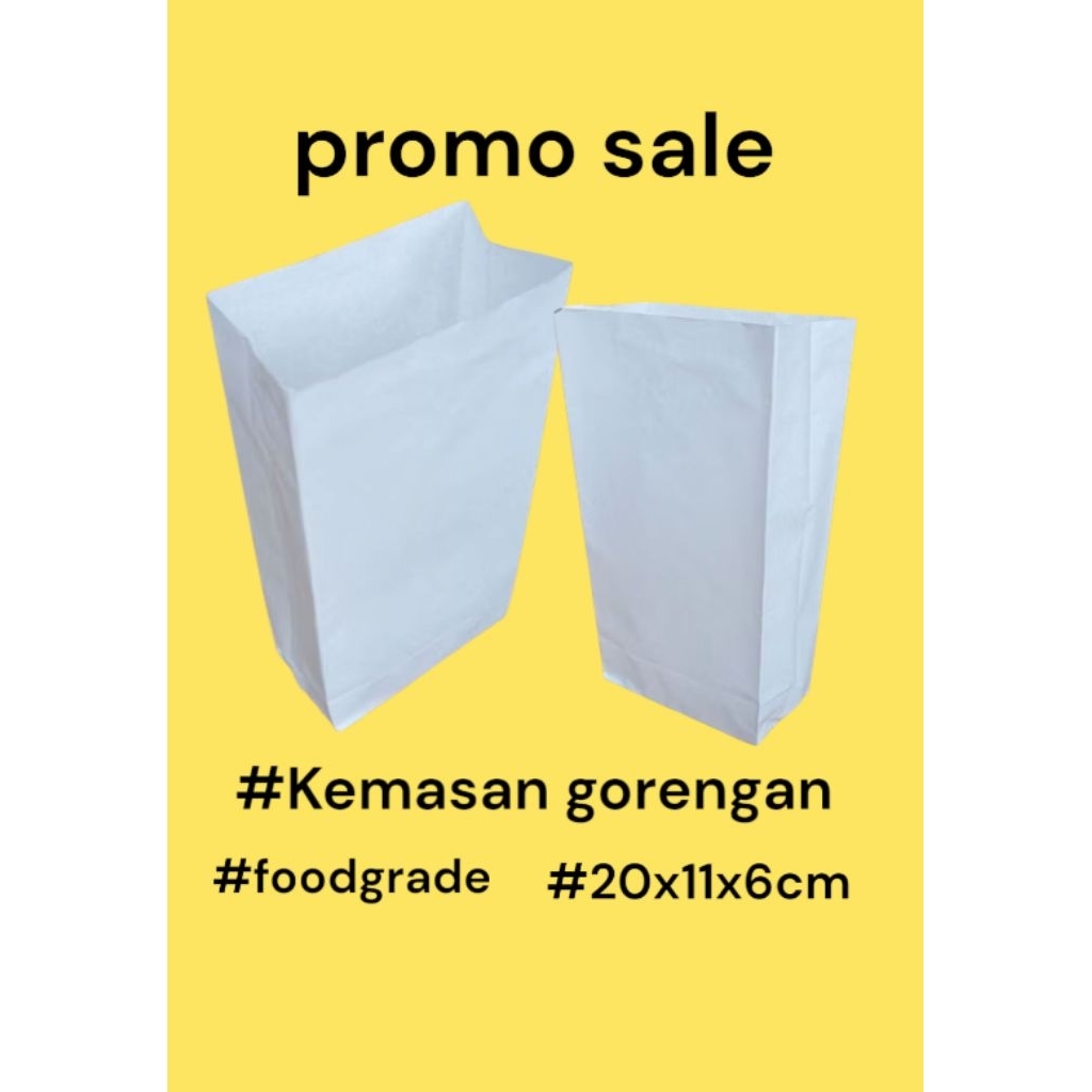 

100 PCS KANTONG KERTAS PUTIH POLOS/KEMASAN GORENGAN/BUNGKUS FRIED CHICKEN FOODGRADE