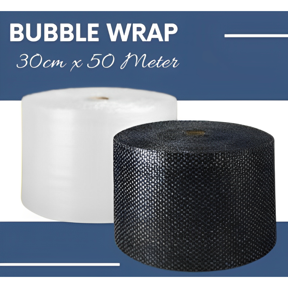 

Bubble Wrap Roll Packing 30 cm x 50m Buble Warp Warna Hitam dan Putih Bening Tebal / Bubble Wrap