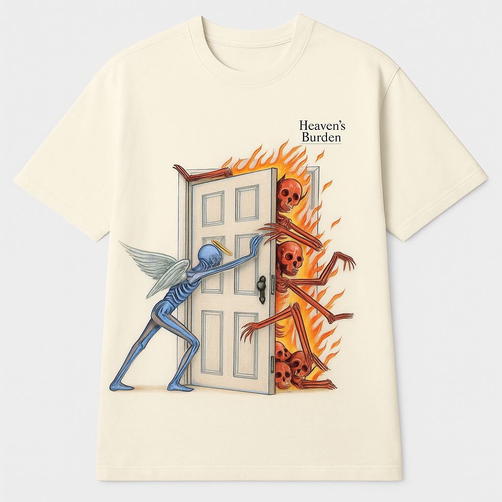 "HELL'S GATE" Kaos oversize warna cream SINOIR