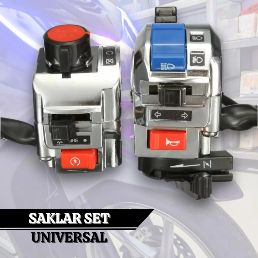 Saklar Set Kiri Kanan Universal Saklar Chrome Mio 22 mm Lampu Utama Starter Klakson Stop Engine Dim 