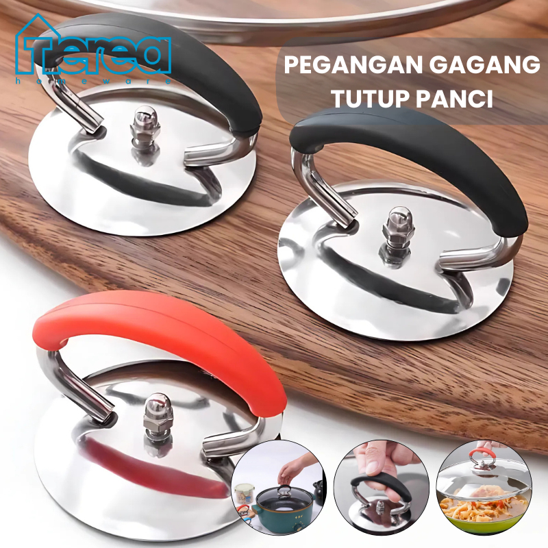 TEREA Kenop Knop Silicon Pegangan Gagang Tutup Panci Anti Panas Tutupan Panci Stainless