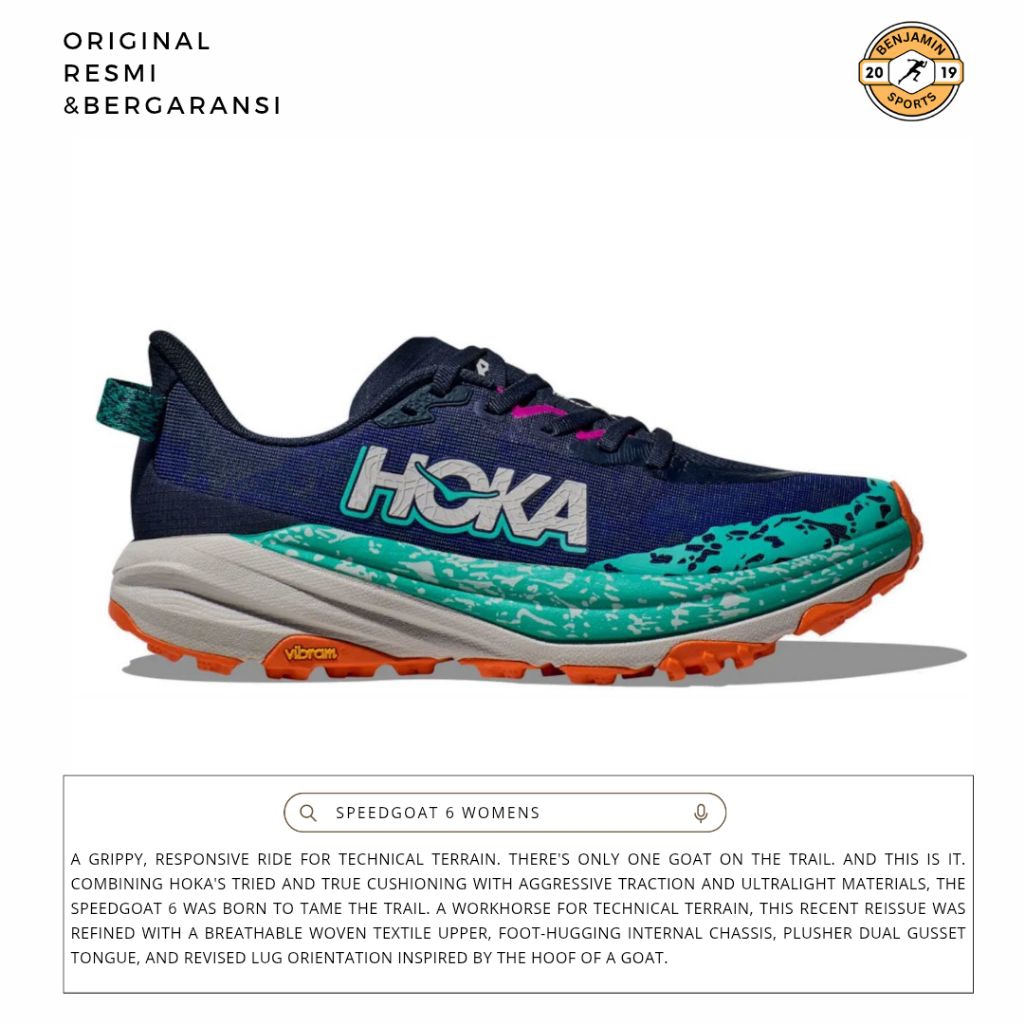 Sepatu trail running wanita Hoka Speedgoat 6 original resmi PT MAP