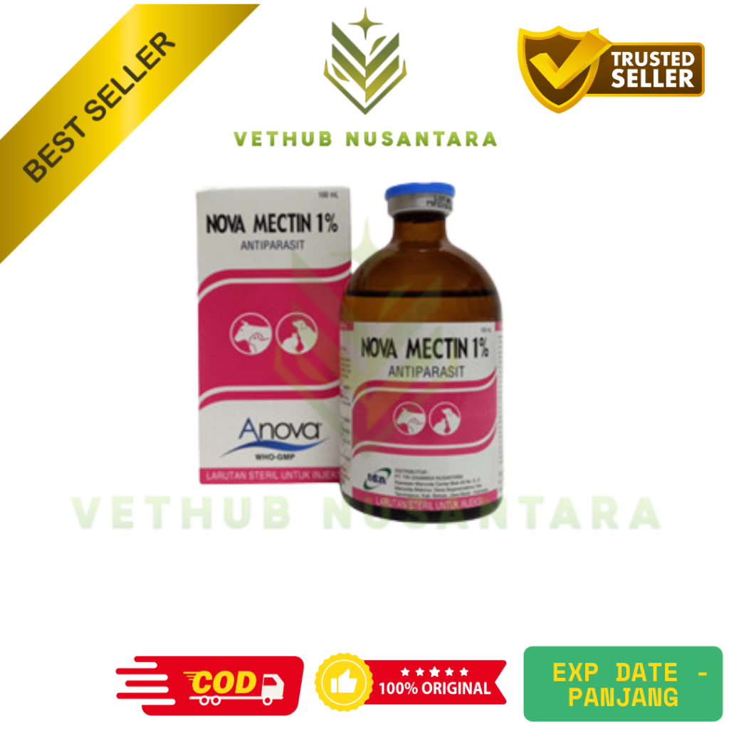 NOVA MECTIN 1% Triple M - Obat ANTIPARASIT (cacing/gudeg) pada HEWAN