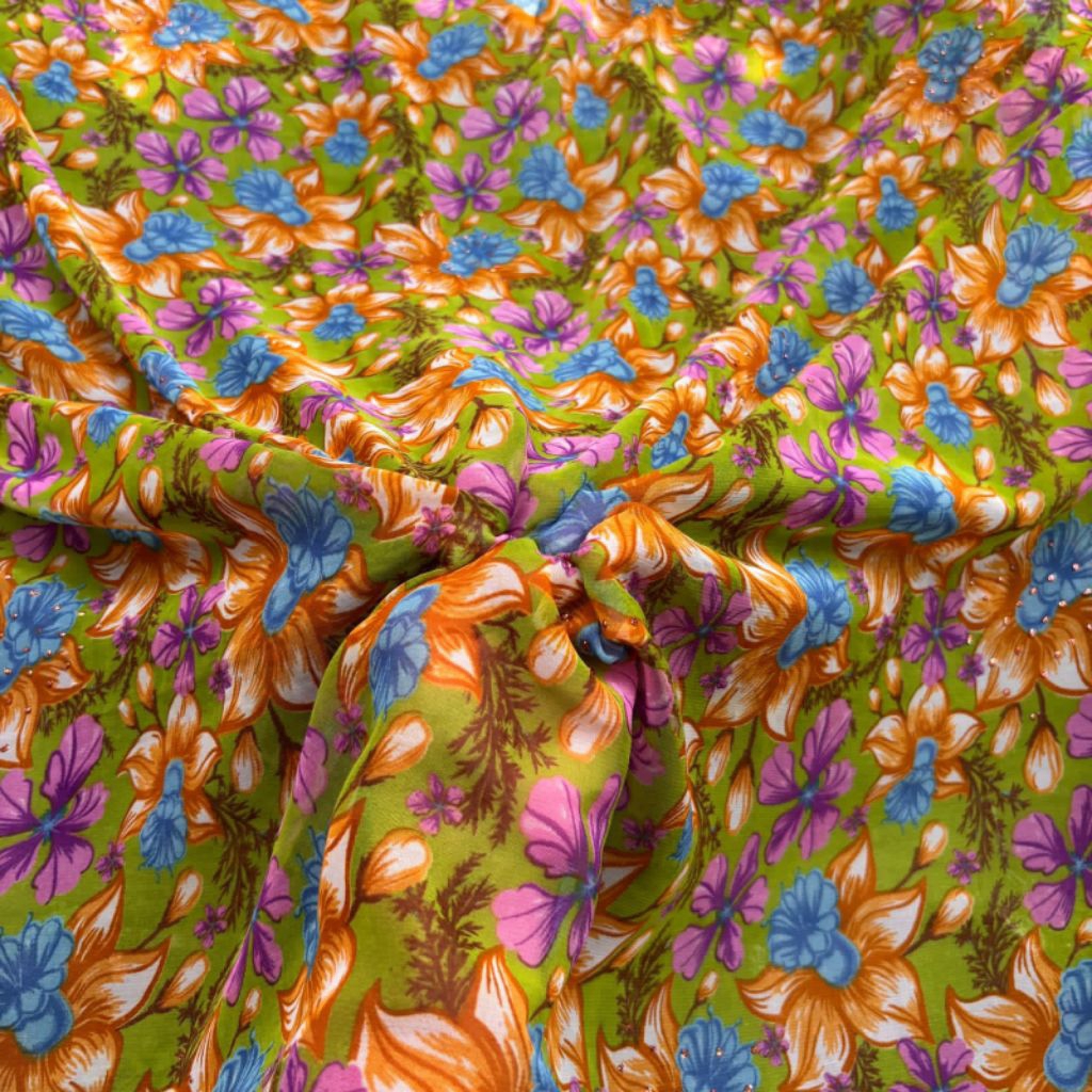 Kain Motif Bunga Daisy Coklat Muda – Kain Adem, Elegan & Manis ½