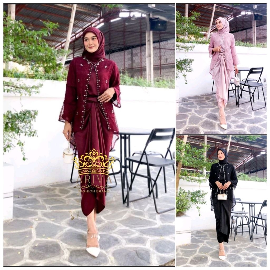 Set Dress Inner outer Clarissa Gamis Brokat  Terbaru Mewah Syari Glitter Nadhira Dress Asmirandah Ga