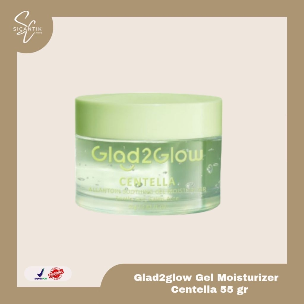 GLAD2GLOW CENTELLA ALLANTOIN SMOOTHING MOISTURIZER GEL 55g | MOISTURIZER GEL UNTUK WAJAH BERJERAWAT 