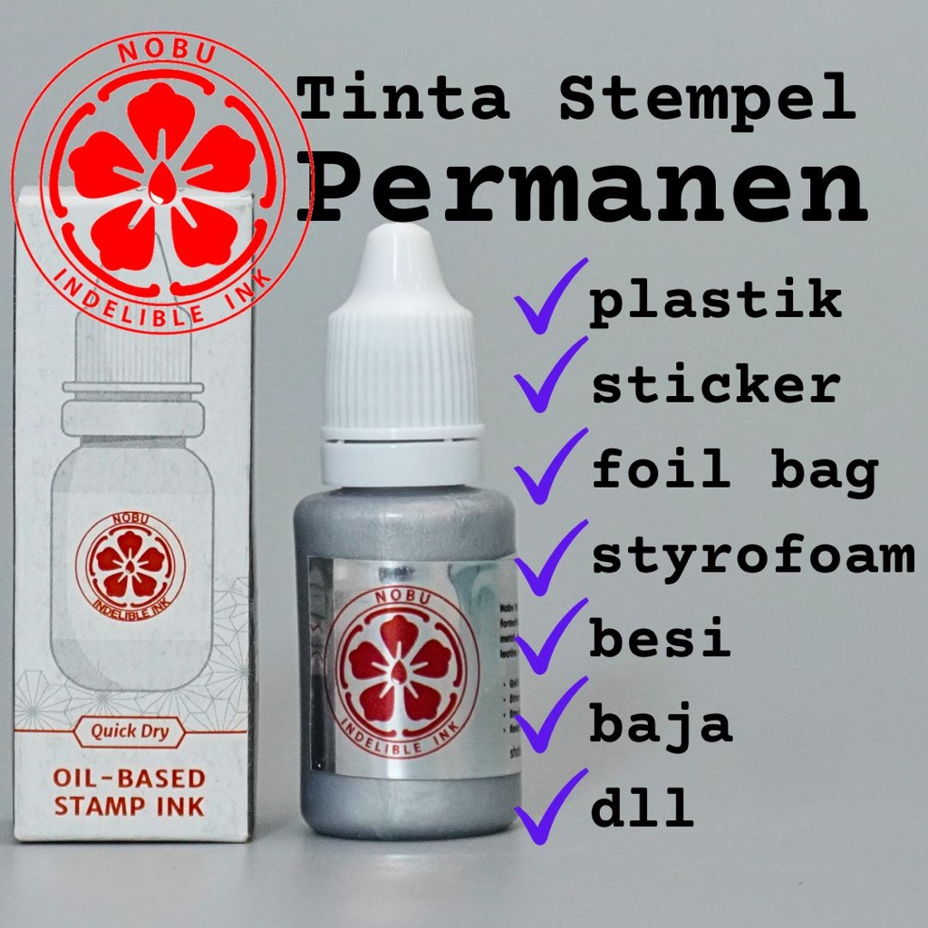 

Adn Nobu Ink - Tinta Stempel Permanen Warna Silver, Perak, Gold, Emas