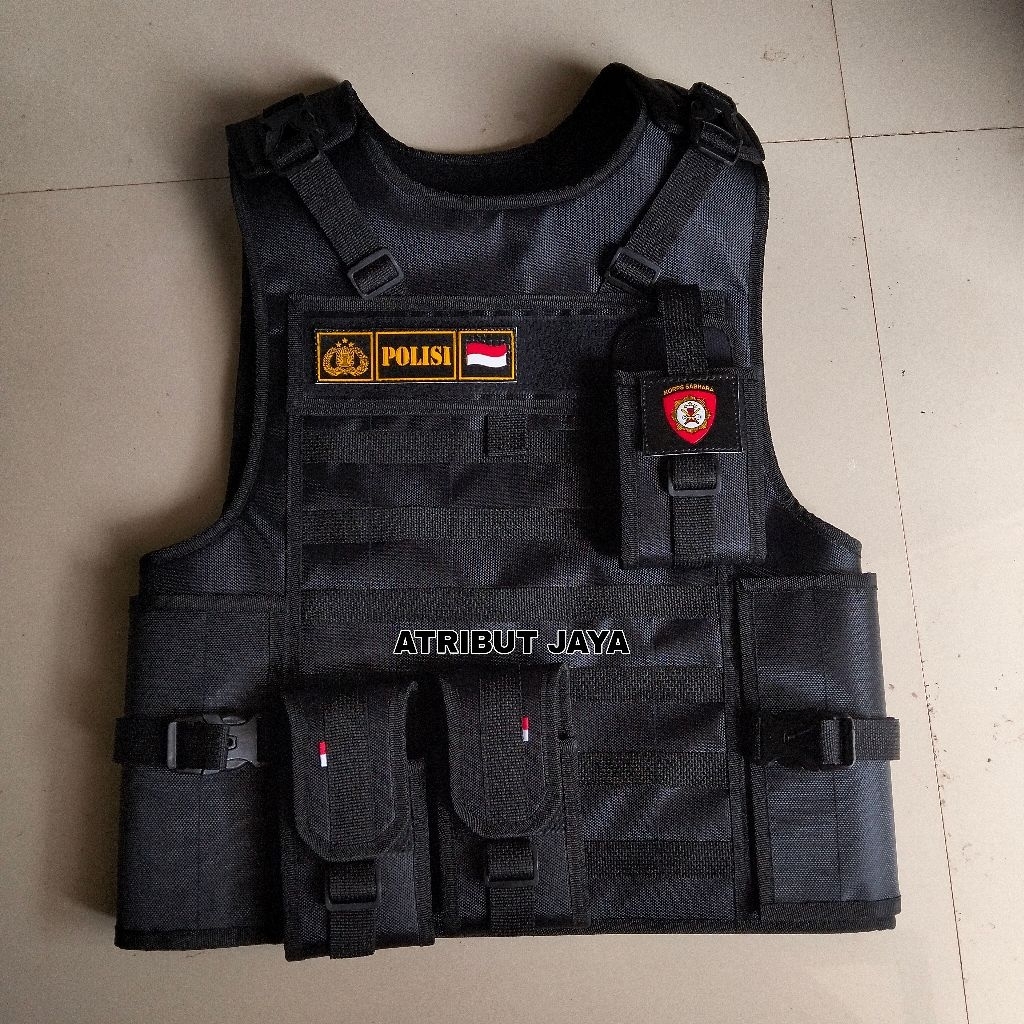 rompi sabhara polri hitam body vest