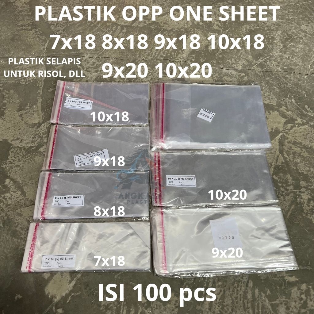 (100 pcs) plastik OPP LEM ONE SHEET SELAPIS 7x18 8x18 9x18 10x18 9x20 10x20 / plastik selembar risol