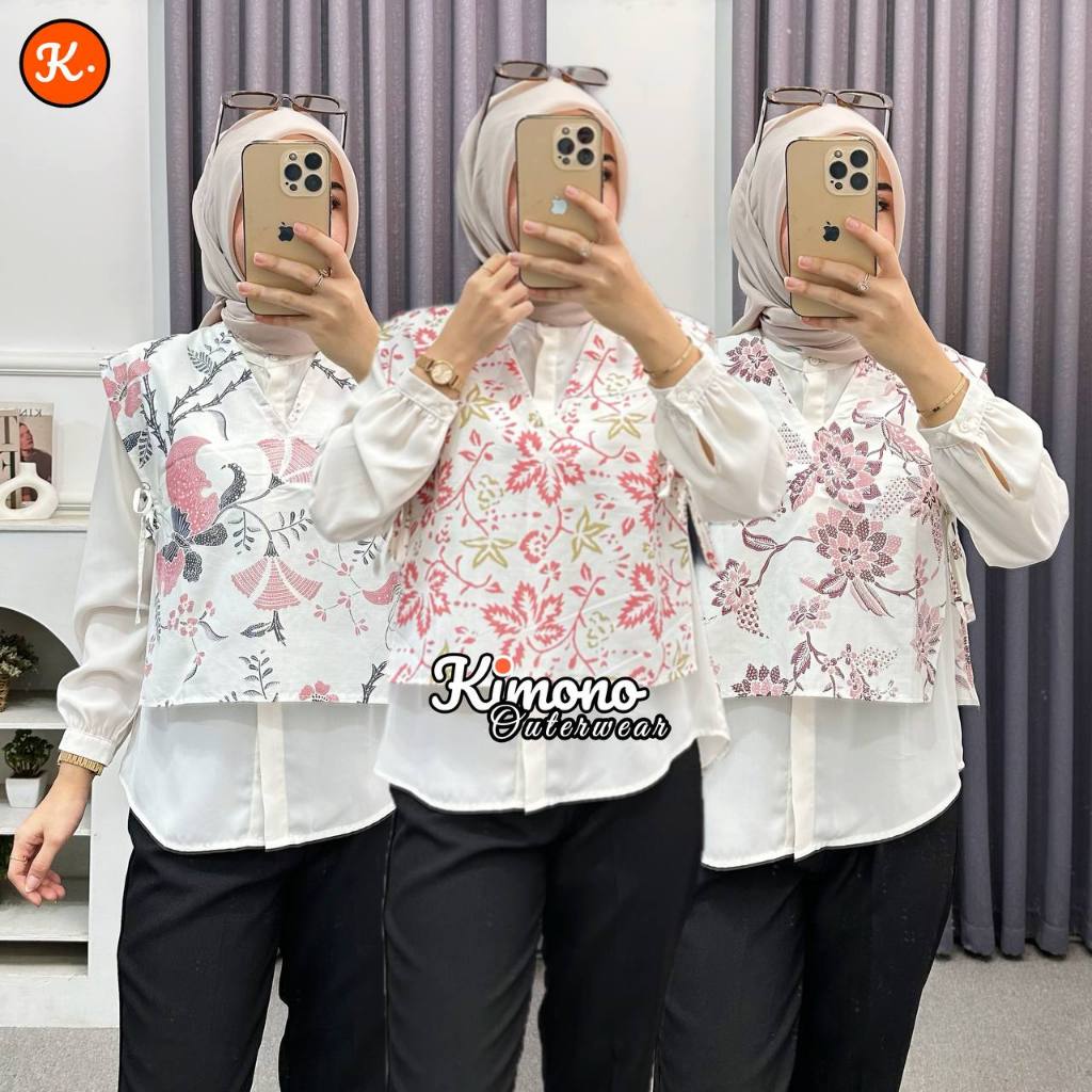 Rompi Batik Wanita Modern Rompi Vest Batik Kekinian Vest Batik Outer Korean Style Bahan Katun