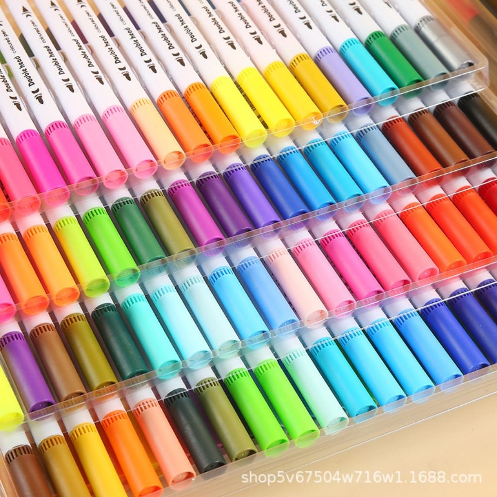 

Spidol warna Dual Tip Brush Pens 2 in 1 spidol warna dan pulpen warna