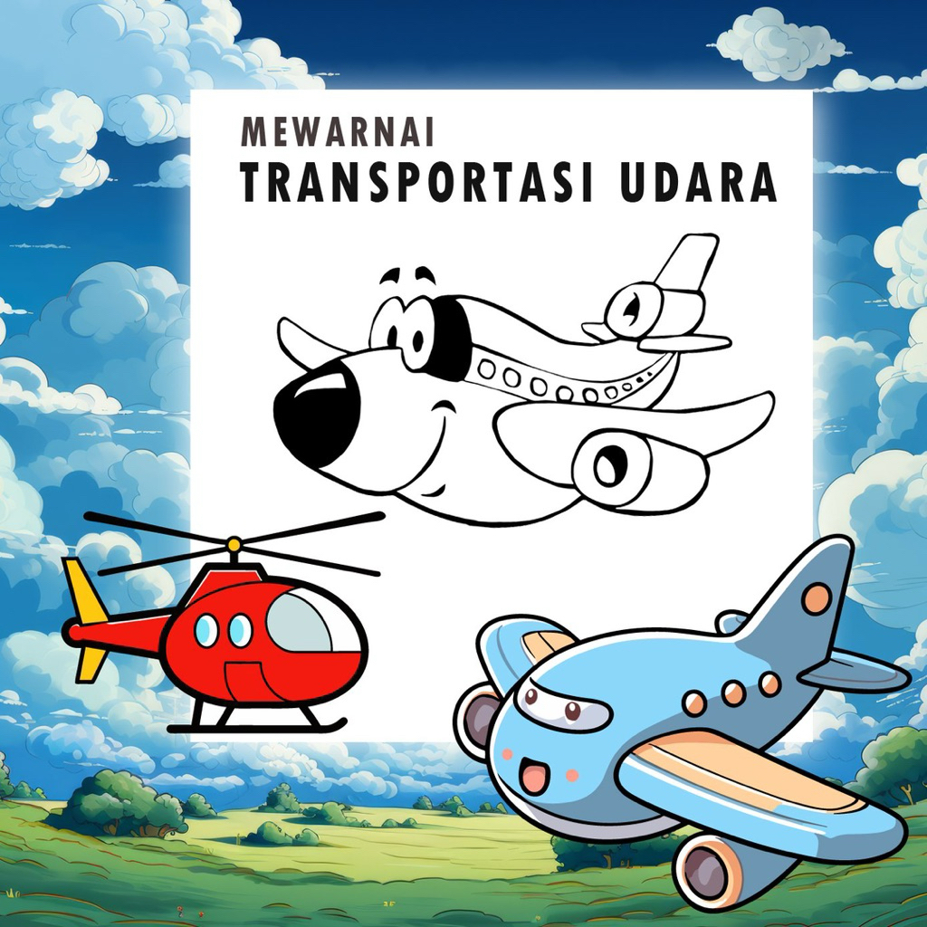 

25 Lembar A5 | Kertas Mewarnai tema Transportasi Udara | 25 Kertas gambar berbeda