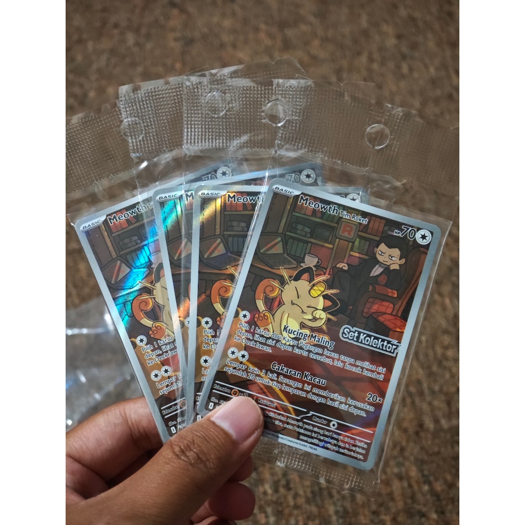 Meowth Tim Roket 253/SV-P Promo AR Set Kolektor Kehadiran Juara - Kartu Pokemon TCG Indonesia