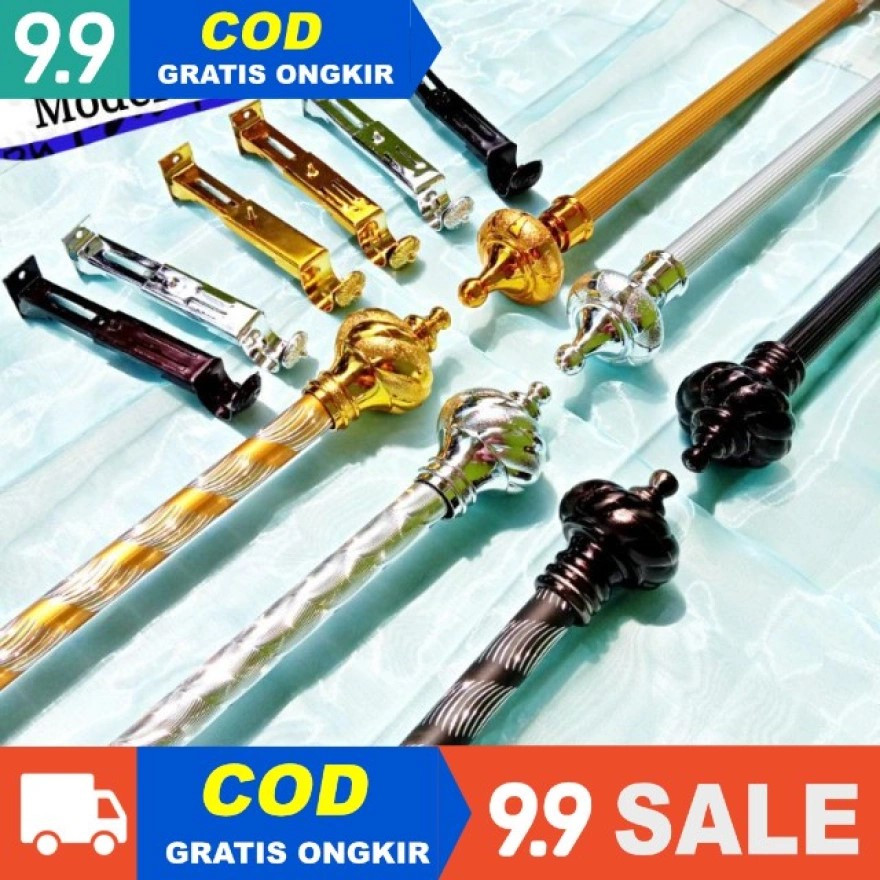batang gorden full set tiang gorden besi gorden  full set besi gorden jendela aesthetic