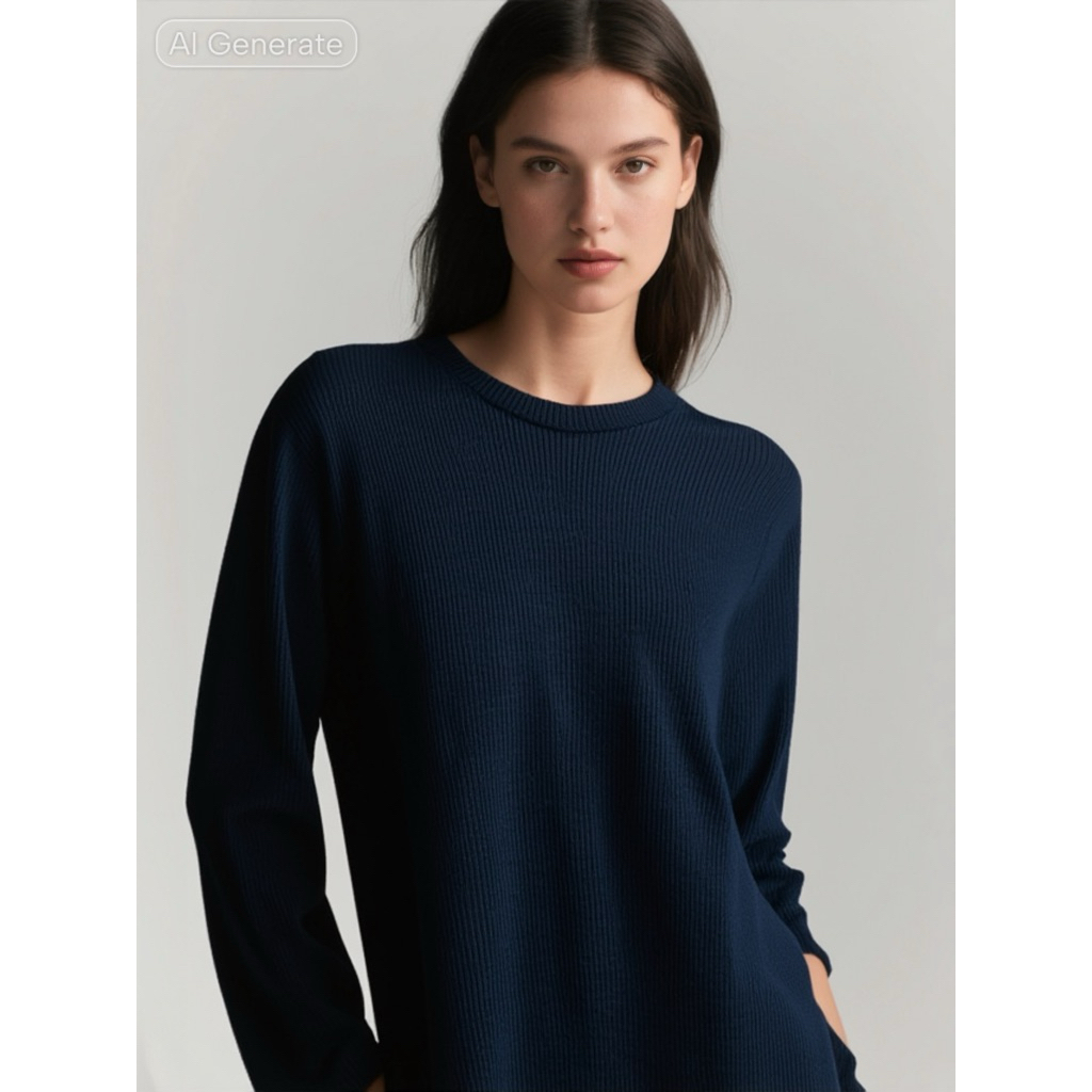 zoya Tunik Navy Preloved Elegan – Simple Chic dengan Kancing Depan