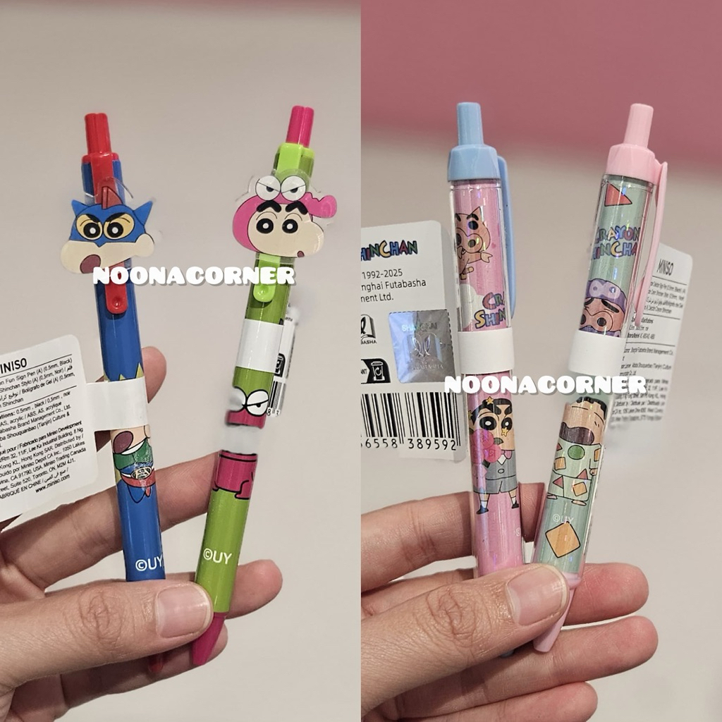 

Miniso x Shinchan ‼️ Pulpen Gel / Ballpoint / Pen Gel Fun Sign Crayon Shinchan Collections (0,5mm) Action Kamen / Cocobi