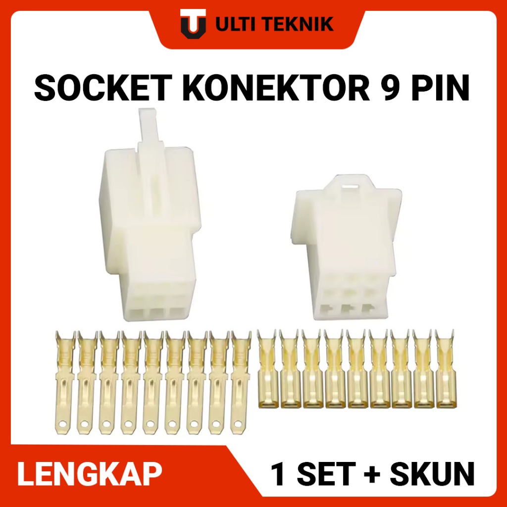 Soket Konektor Kabel 9 Pin Lengkap 1 set + Skun | Soket Motor | Soket Mobil | Konektor Kabel