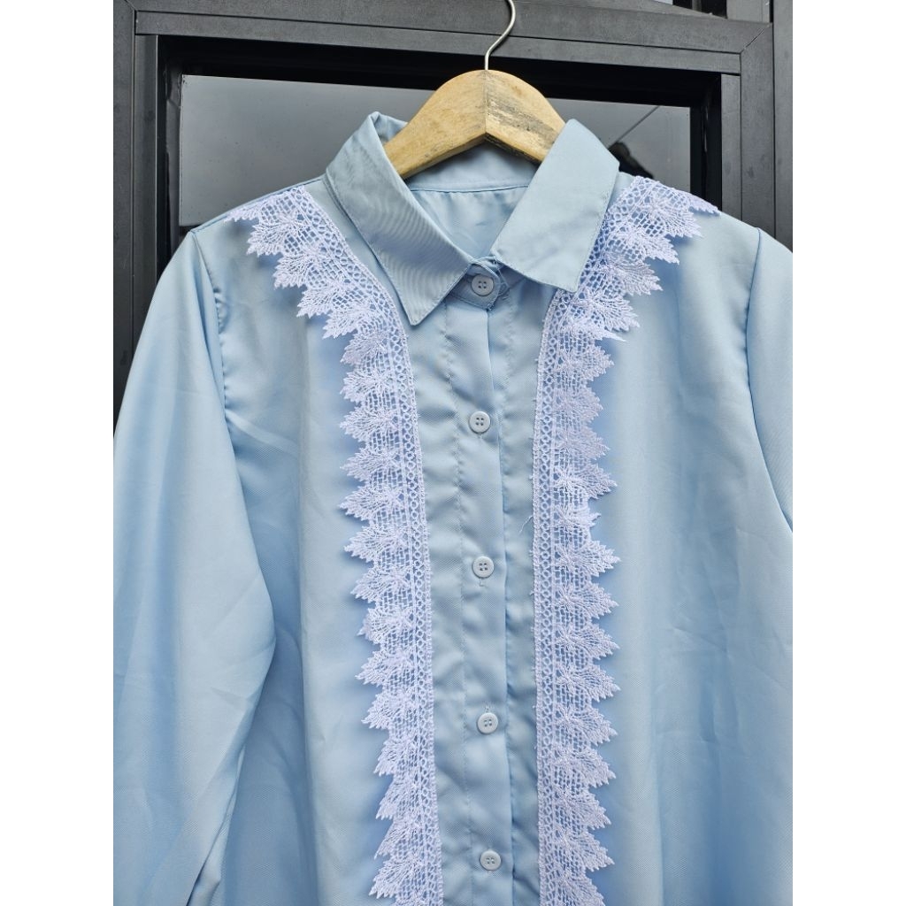 Kemeja Tosca/Mint Muda Renda Putih