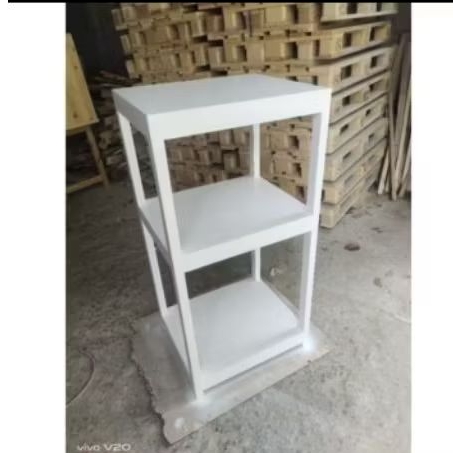 meja kulkas mini 3 susun rak. kulkas mini kayu jati belanda. meja kulkas kayu minimalis