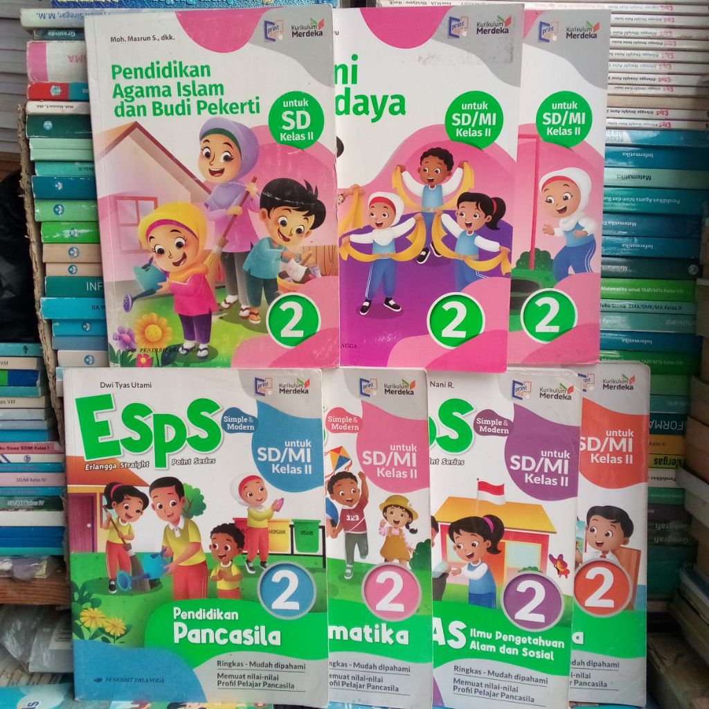 Buku Bekas Esps Bahasa Indonesia, Esps Ilmu Pengetahuan Alam dan Sosial, Esps Matematika, Esps Pendi