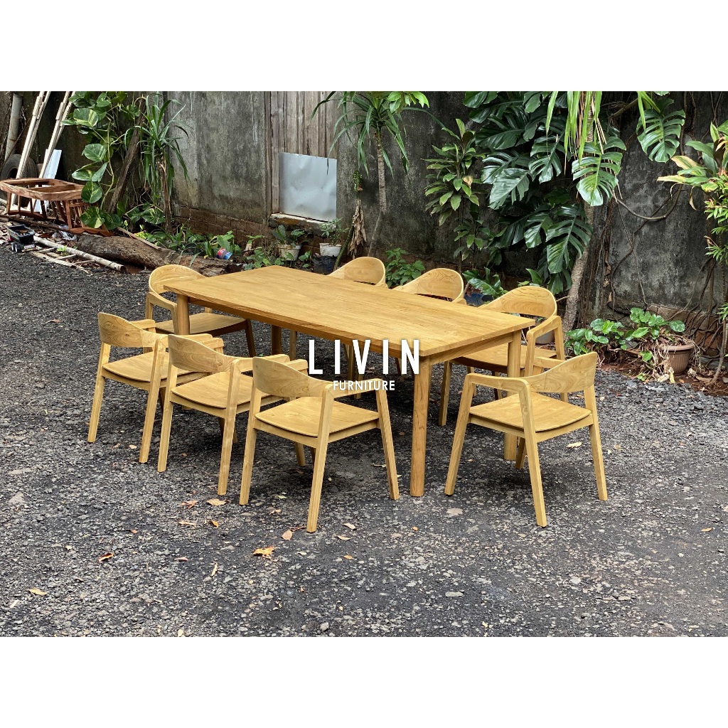Meja Makan Set Jati 8 Kursi Minimalis Modern