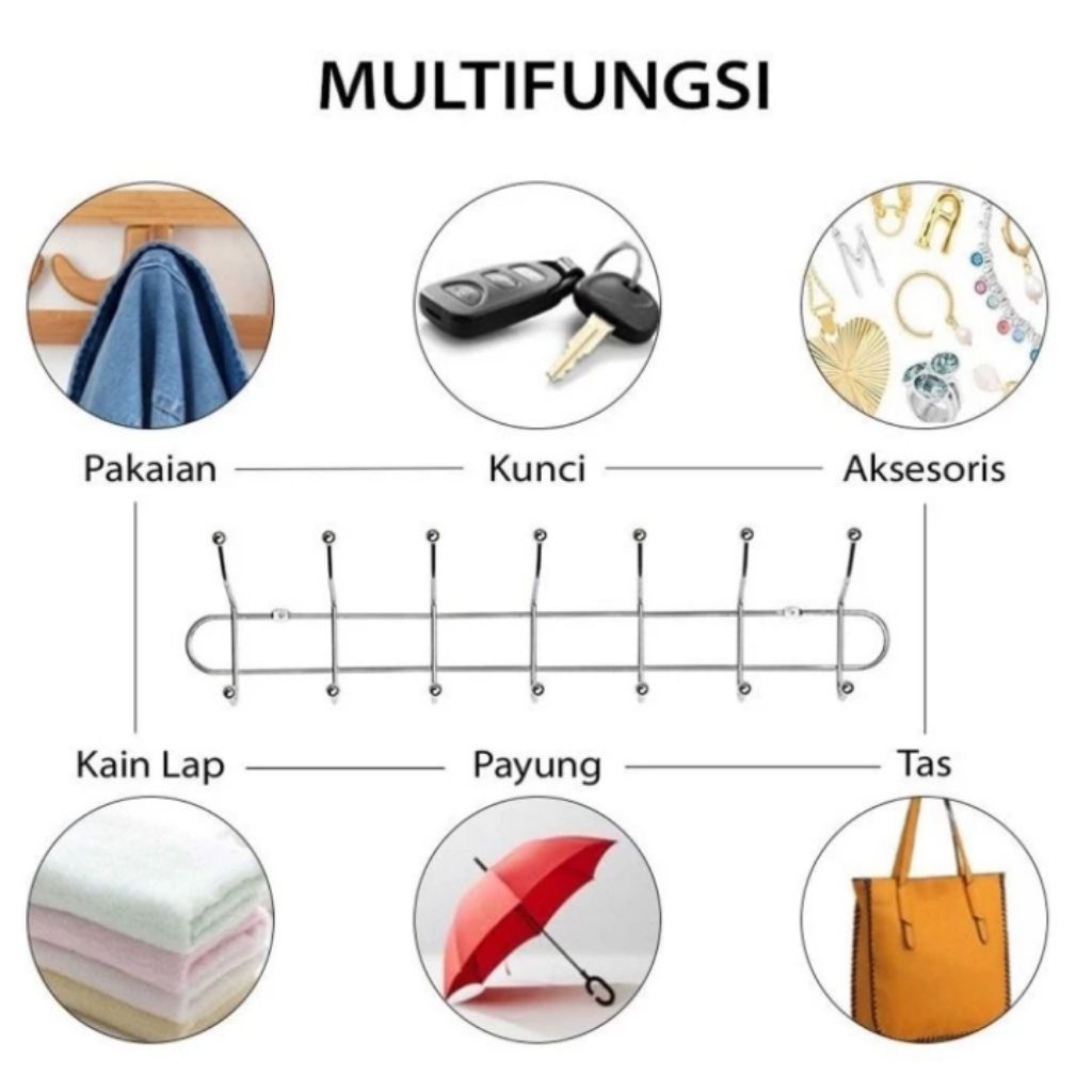Kapstok Stainless/ Gantungan Baju Dinding Besar