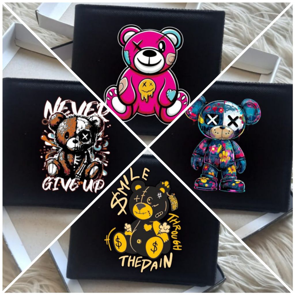 Dompet pria gambar teddy bear/Wallet pocket/Dompet lipat
