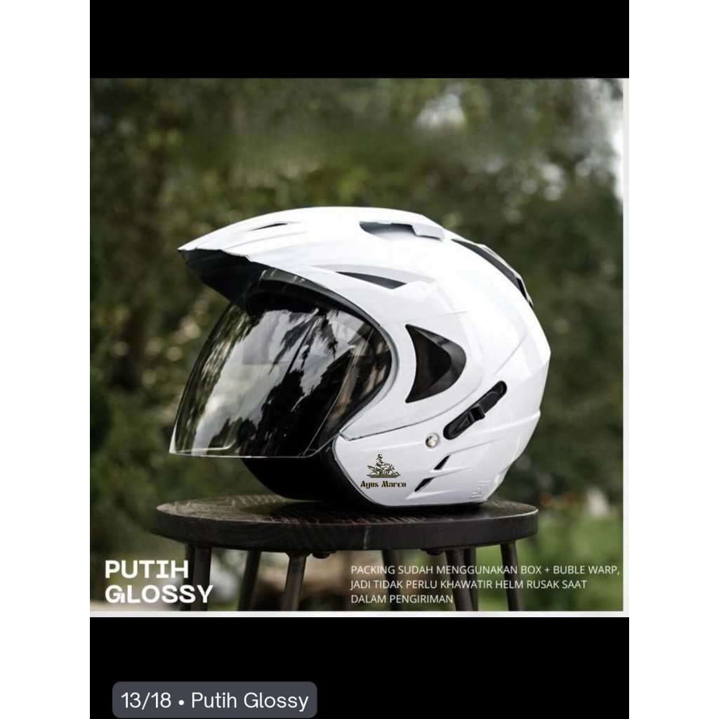 HELM DOBEL VISOR MODEL NHK PREDATOR CRIPTON MERK RX M2 JPO8 warna putih M L XL