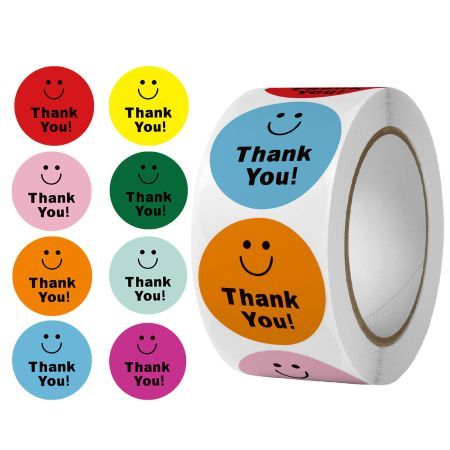 

TB EMOTICON Stiker Label Terima Kasih Tempelan Ucapan Thank You Roll 500 Pcs 2.5cm