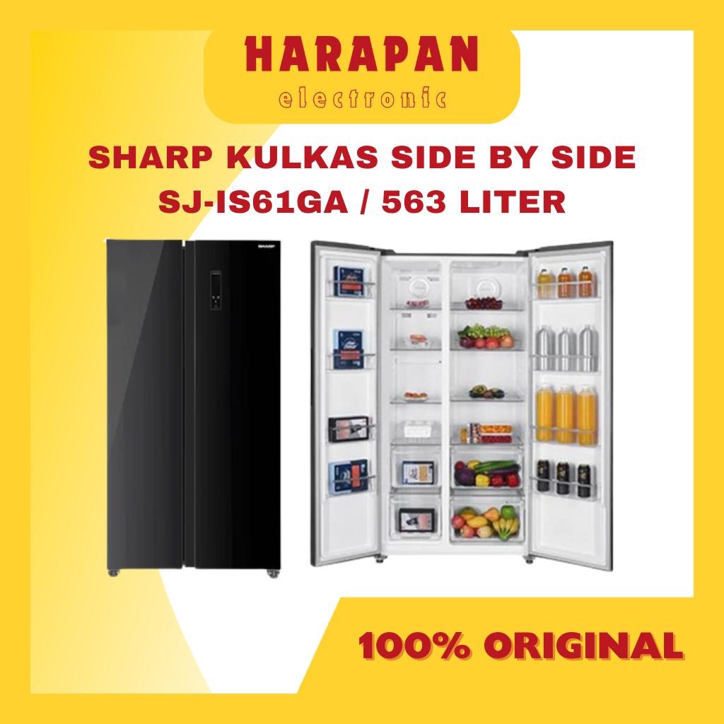 SHARP KULKAS SIDE BY SIDE SJ-IS61GA 563L INVERTER / LEMARI ES 2 PINTU JUMBO IS61GA 563 LITERALLY GAR