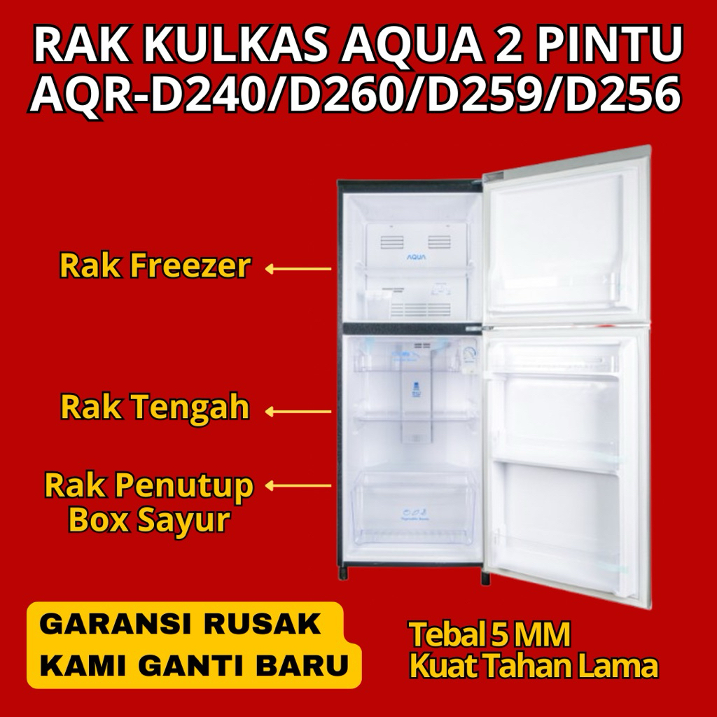 Custome Rak Akrilik Kulkas Aqua 2 Pintu AQR-D240 AQR-D260 AQR-D259 - Rak Freezer Kulkas Aqua 2 Pintu