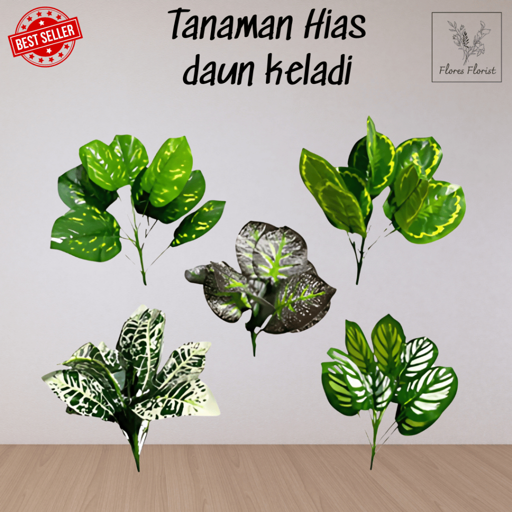 Tanaman Hias Palsu Tanpa Pot Daun Keladi Plastik Bunga Artificial Dekorasi / CZ-016