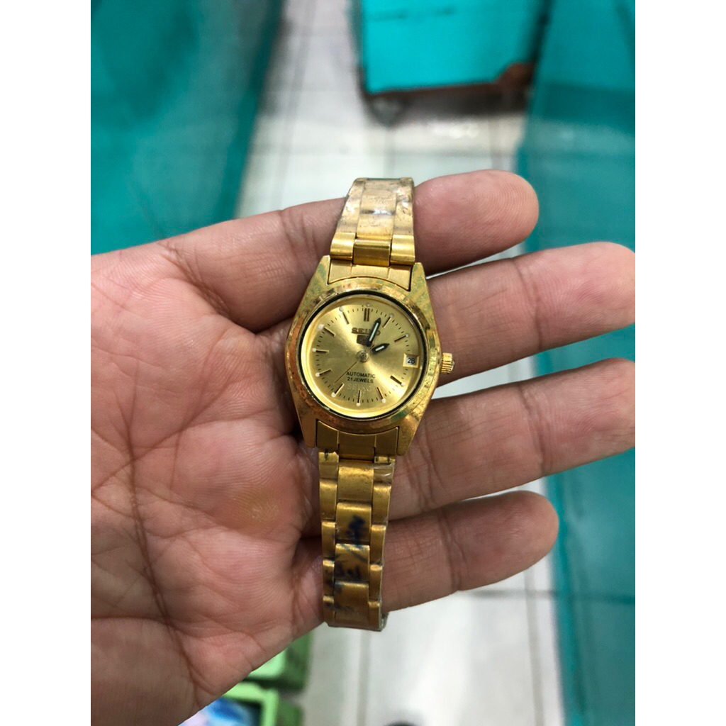 jam tangan wanita seiko 5 automatic gold normal siap pakai