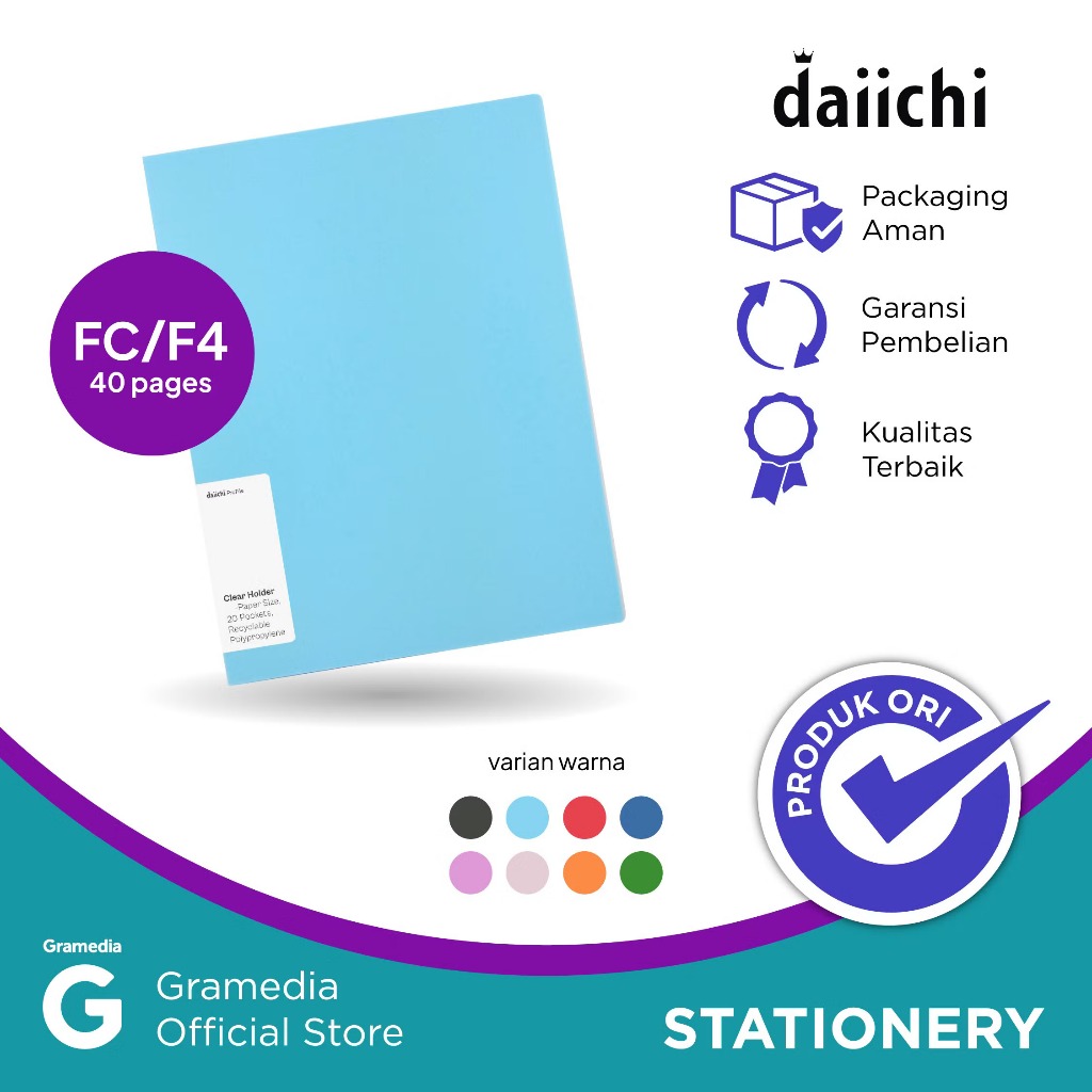 

(Original) Gramedia Pekanbaru - Map Daiichi Dpr2 Clear Holder FC 40 P Sky Blue