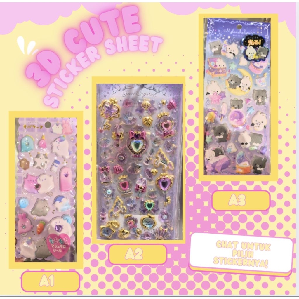 

3D STICKER CUTE FOR JOURNALING - STICKER TIMBUL MURAH