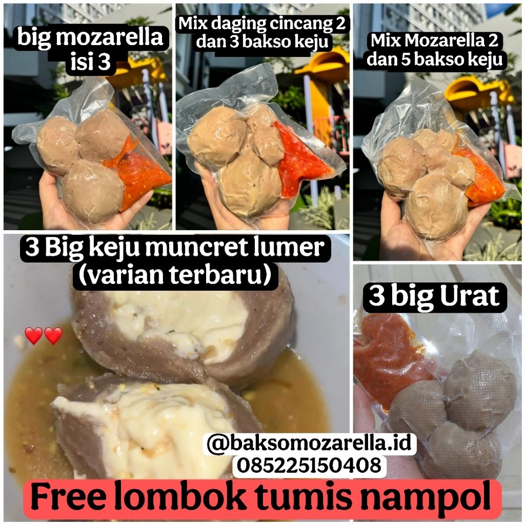 

(free allamanda booster) Bakso mozarella daging sapi asli 100% halal frozen free lombok tumis