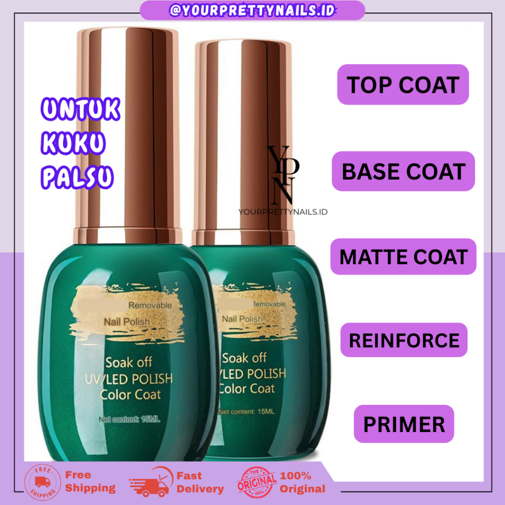 15ML CG GREEN BOTTLE BASE TOP MATTE COAT SOAK OFF NAIL POLISH UV GEL CAT KUKU GEL POLISH KUTEK NAIL 