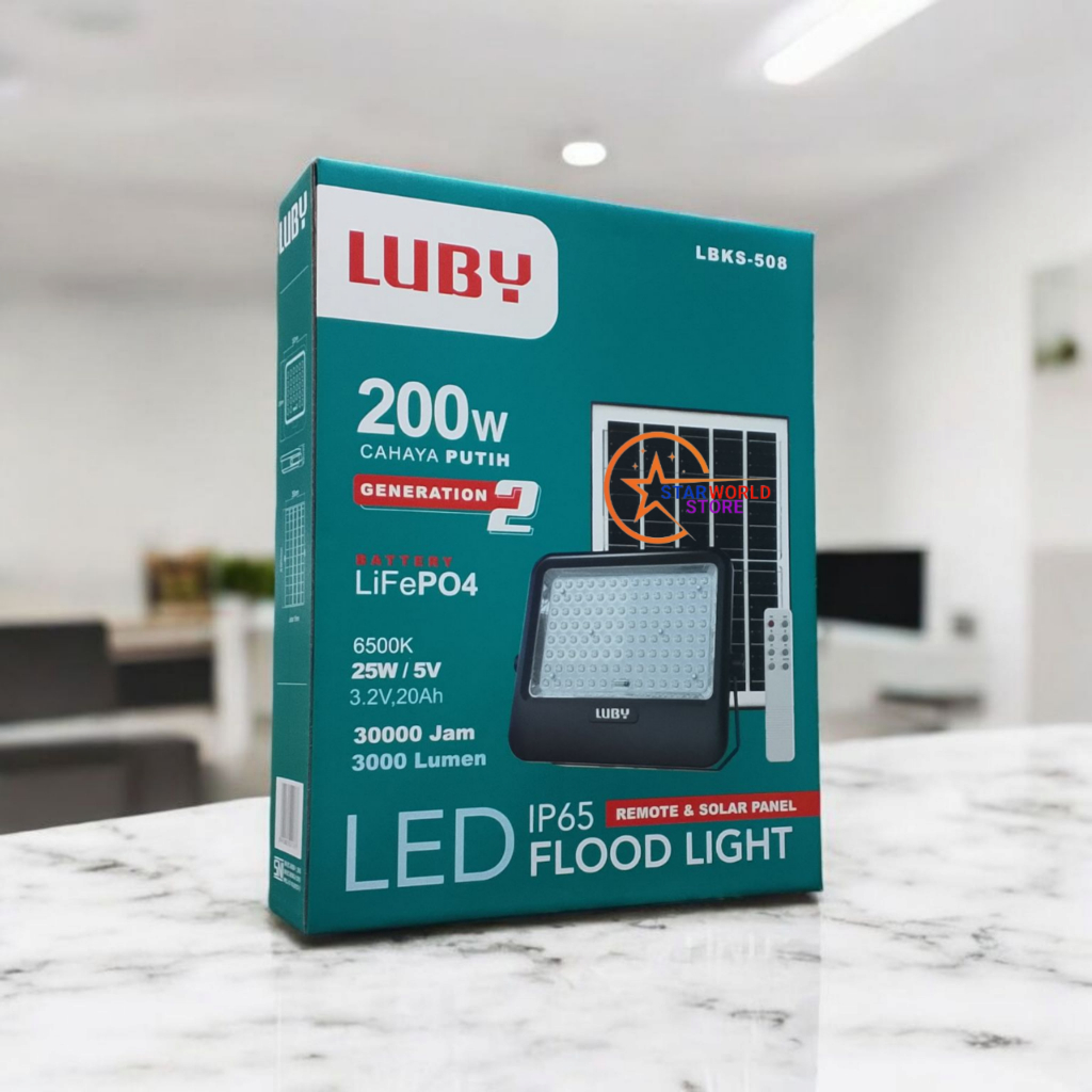 LUBY Lampu Sorot Solar / Lampu LED Flood Light Remote & Solar LUBY LBKS-508 GEN2 50W 100W 150W 200W