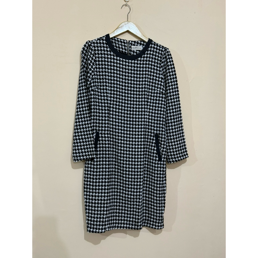 Preloved/Thrift Midi Dress lengan panjang motif HS Korean Style