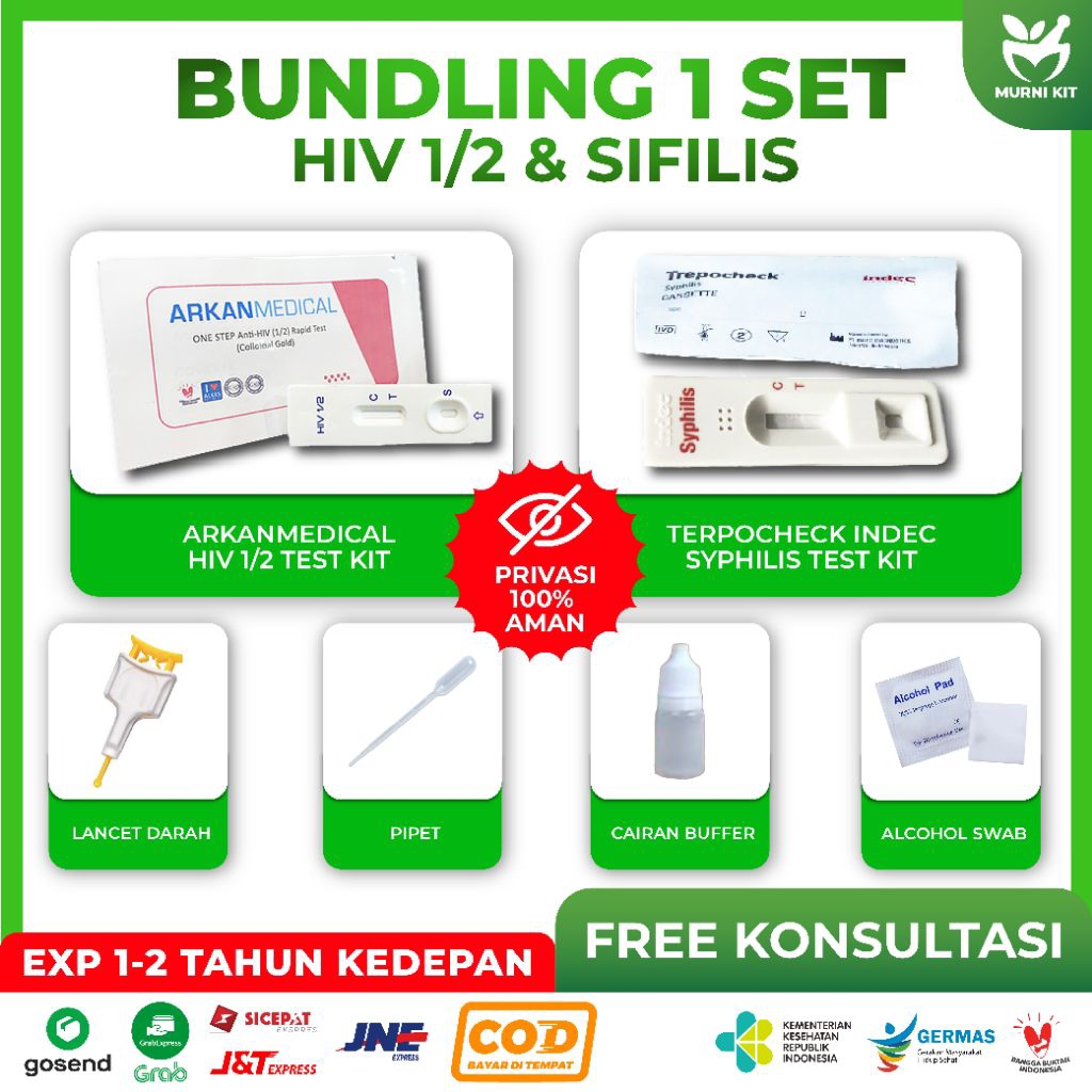 1Set Paket HIV & Sifilis Cassette terpisah paling murah dan 100% Akurat - Indec SD Bioline IS ArkanM