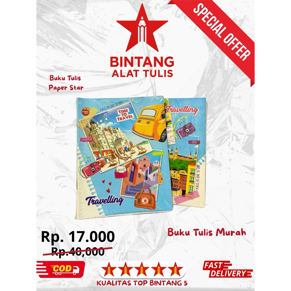 

Buku Tulis Murah Paper Star World Racer & Travel Edition | Isi 38 Lembar | Motif Kartun Travelling