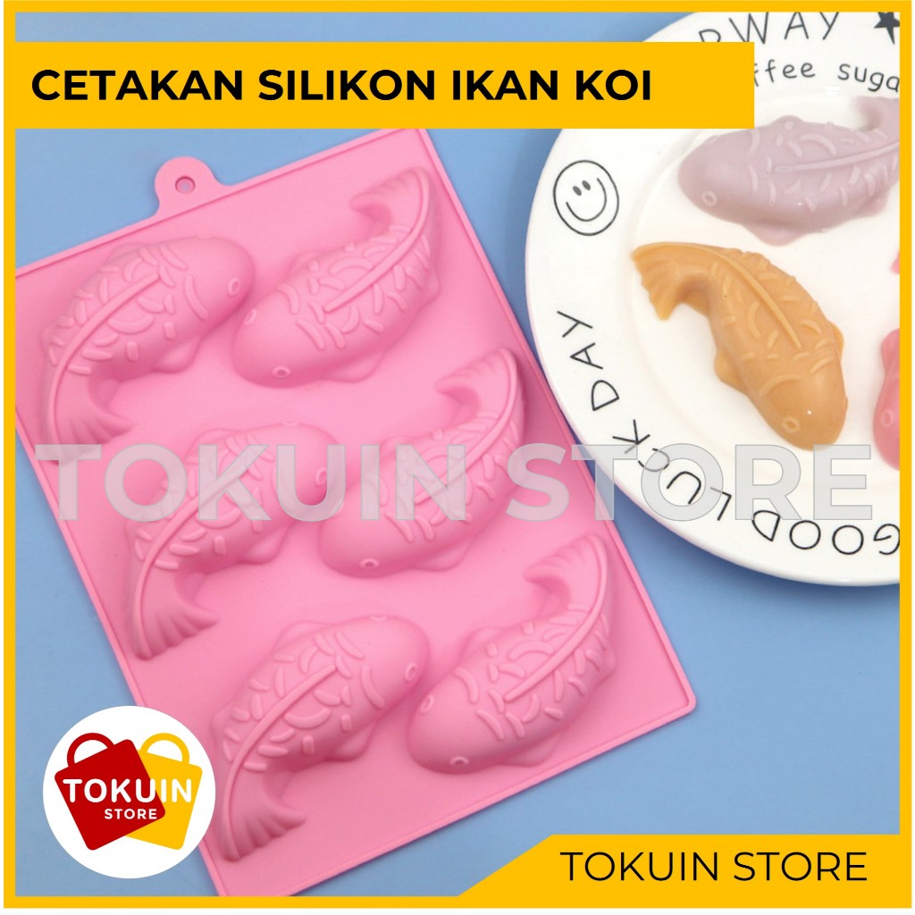 Cetakan Silikon Ikan Koi Fish Cetakan Kue Coklat Puding Agar Jelly Sabun Es