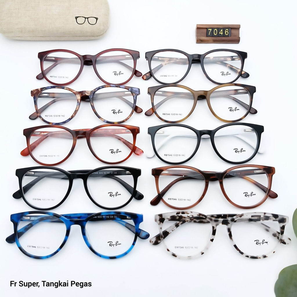 FRAME KACAMATA RAYBAN SUPER 7046/ Bisa plus minus/ Paket Blueray/ Paket Photocromic/ Pakt Blueycromi