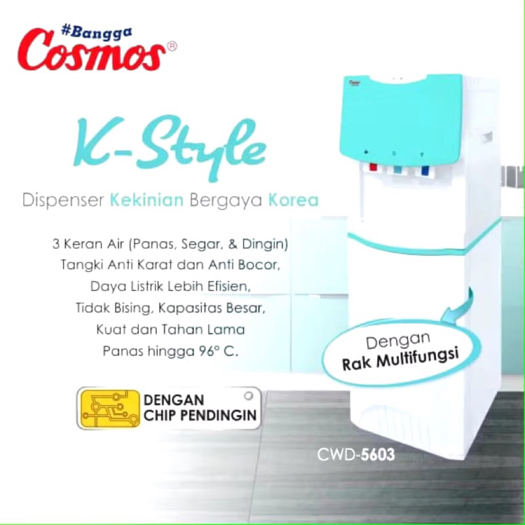 Dispenser Galon Atas COSMOS K-Style CWD-5603 Extra Hot, Cold & Fresh