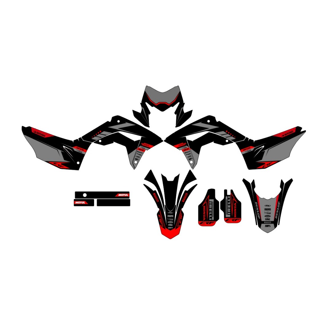Sticker Decal CRF 150 L Desain custom design costum 143 SIMPLE HITAM ABU2