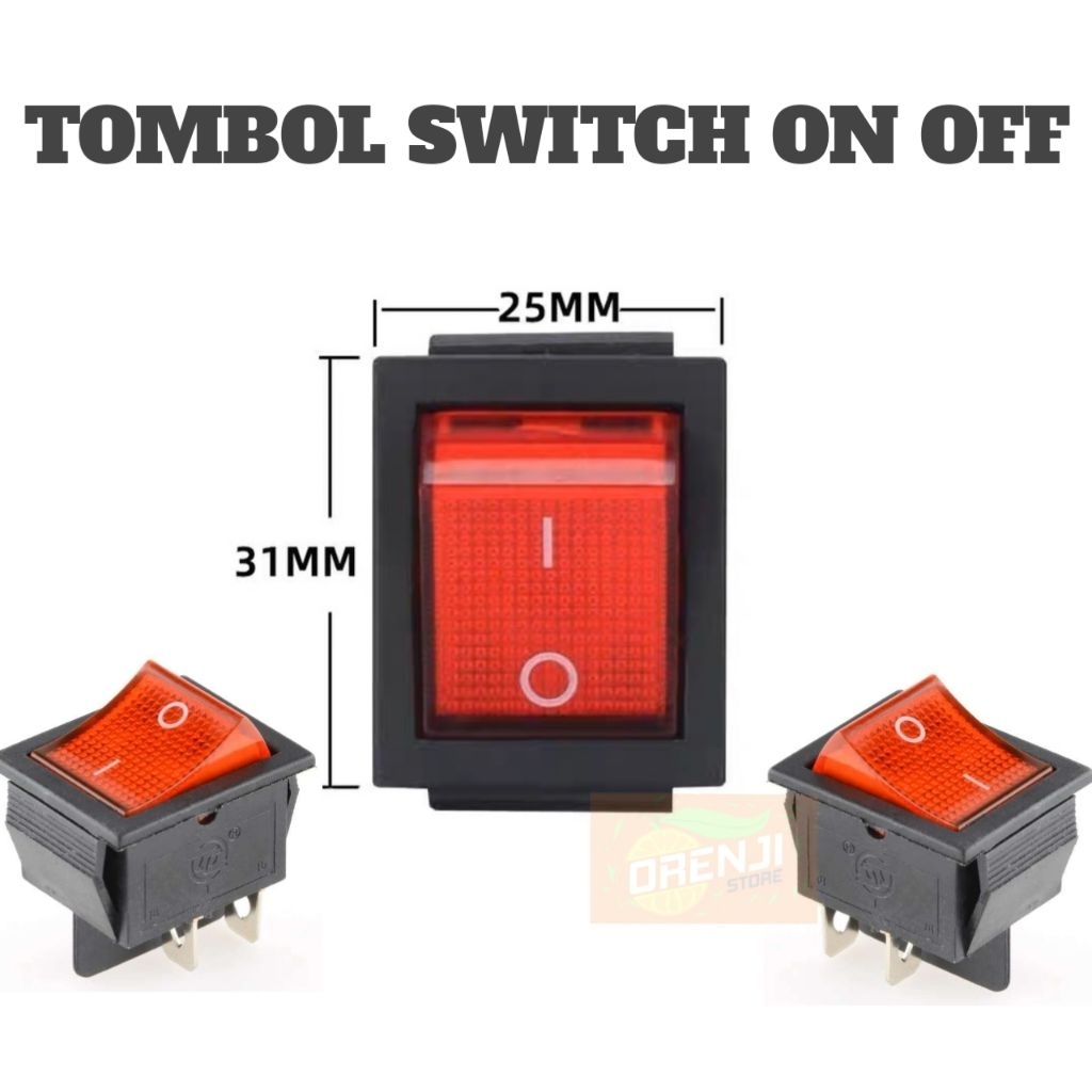 tombol kotak on off merah /switch on off mobilan aki anak