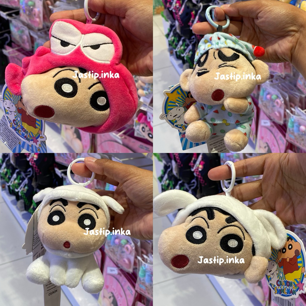 Miniso X Shinchan - bagcharm plush chocobi shiro shinchan piaya edisi crayon sinchan