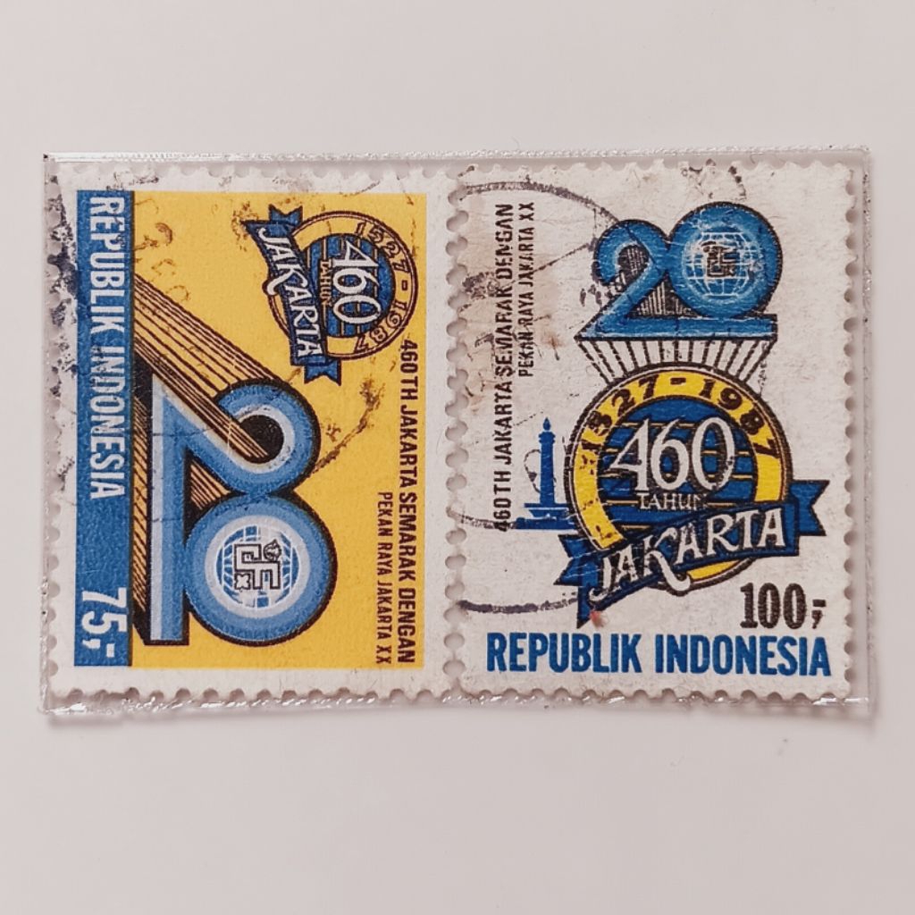 

(AC) Perangko Indonesia 1987 HUT ke 460 Kota Jakarta & Pekan Raya Jakarta ke 20 Set Lengkap 2 pcs Used