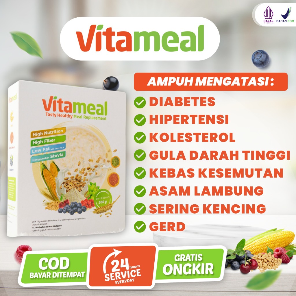 

men [ AMPUH ] VITAMEAL Sereal Alami Multigrain Ampuh Menurunkan Gula Darah Tinggi Diabetes Asam