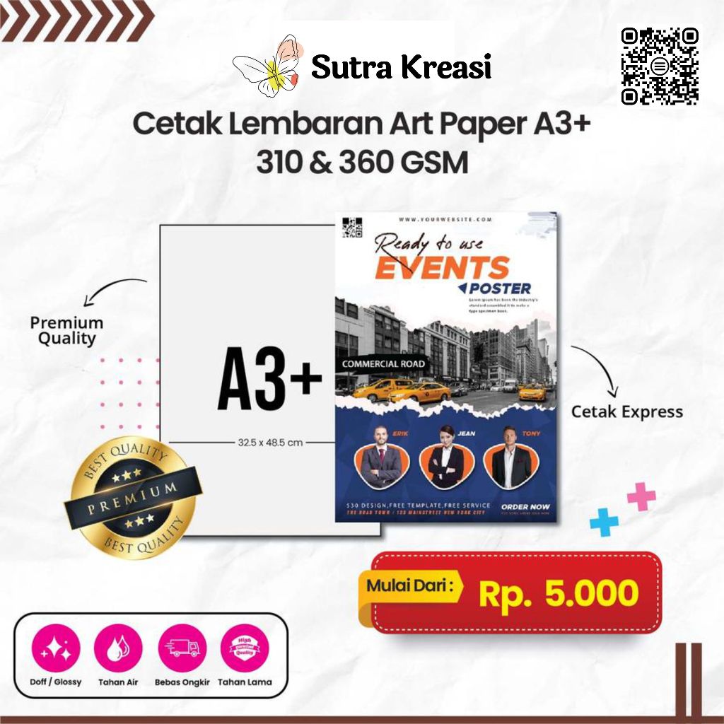 

Cetak Art papper A3+ 310gsm & 360 gsm